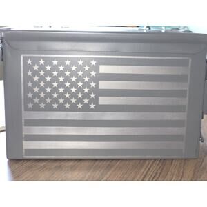 50 Cal Metal Ammo Can‎ Engraved W/ American Flag Shotgun Rifle Gun Ammo Storage